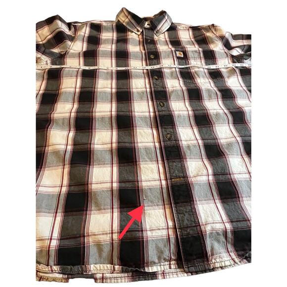 Carhartt Men`s XL Relaxed Fit Plaid Short Sleeve Button Up Shirt - Picture 4 of 9